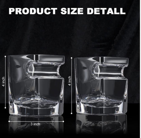 Jezyki size comparison with hand showing glass capacity and comfortable grip benefit