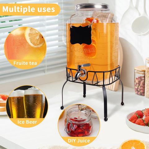 JFBAOLAO size comparison with glass demonstrating 2-gallon capacity