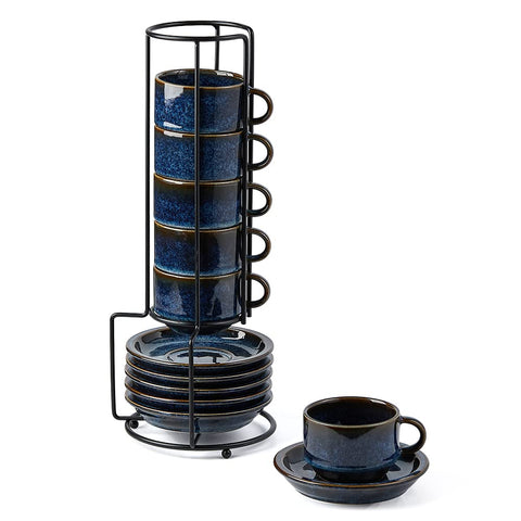 JH JIEMEI HOME front view of boxed set showing elegant blue finish and compact packaging