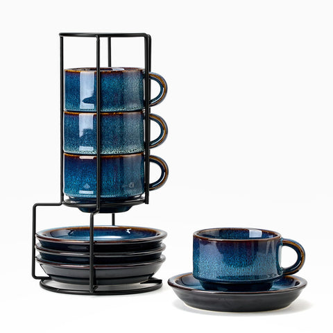 JH JIEMEI HOME cup front view showing midnight tide glaze and elegant shape