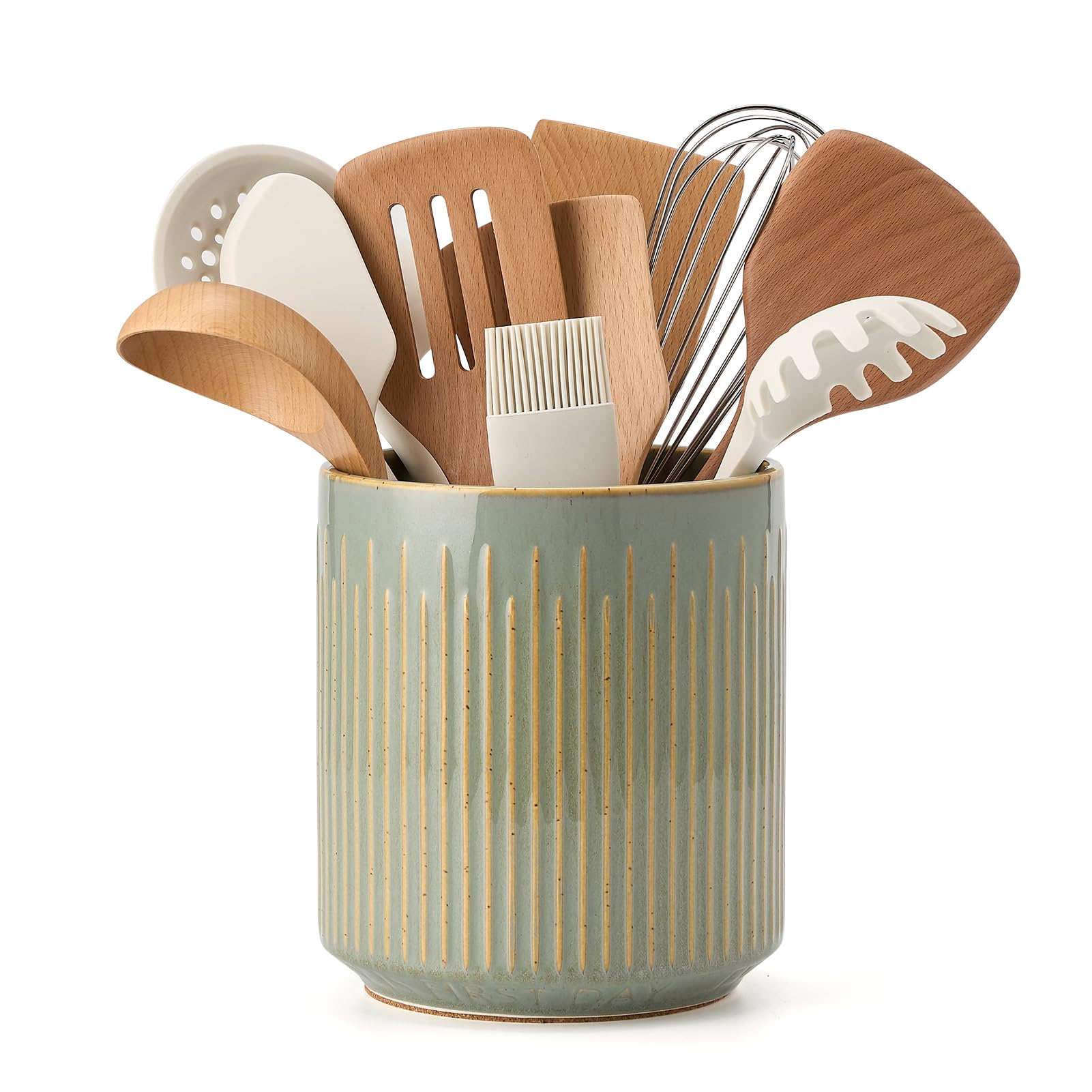 JH JIEMEI HOME front view showing Wild Sage Earth ceramic crock for stylish storage