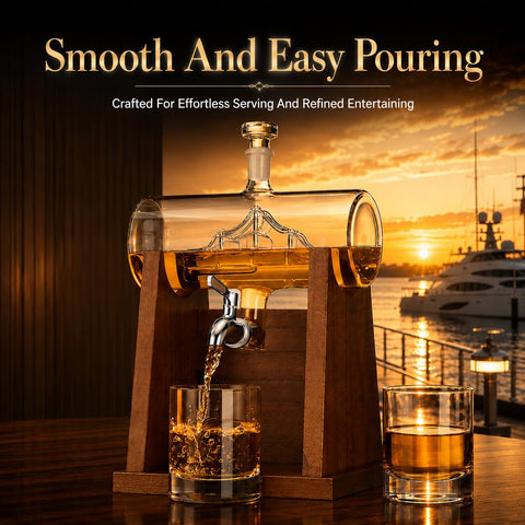 JILLMO decanter pouring into glass demonstrating easy service without lifting