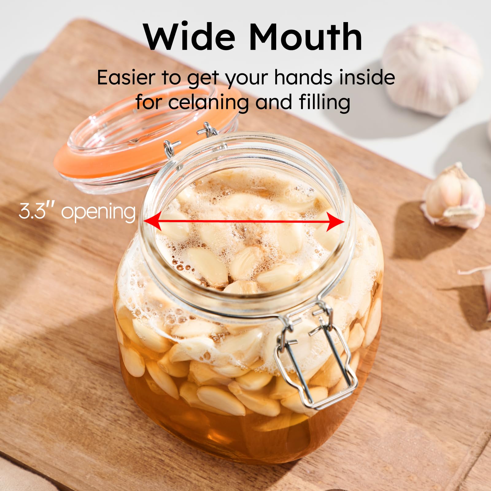 JILLMO top view highlighting 3.3-inch wide mouth for easy packing and cleaning