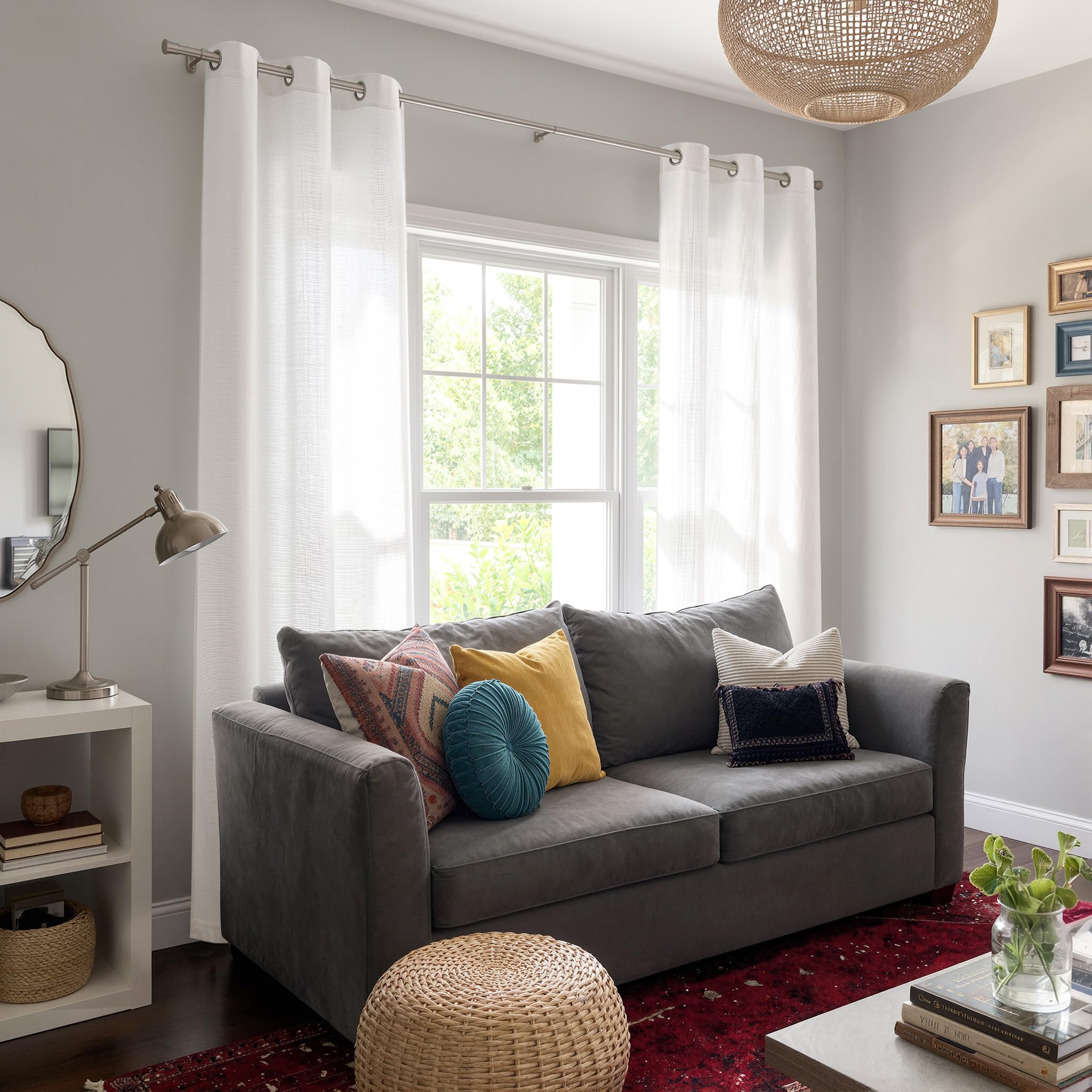 jinchan staged bedroom with curtains adding neutral backdrop and styling flexibility benefit