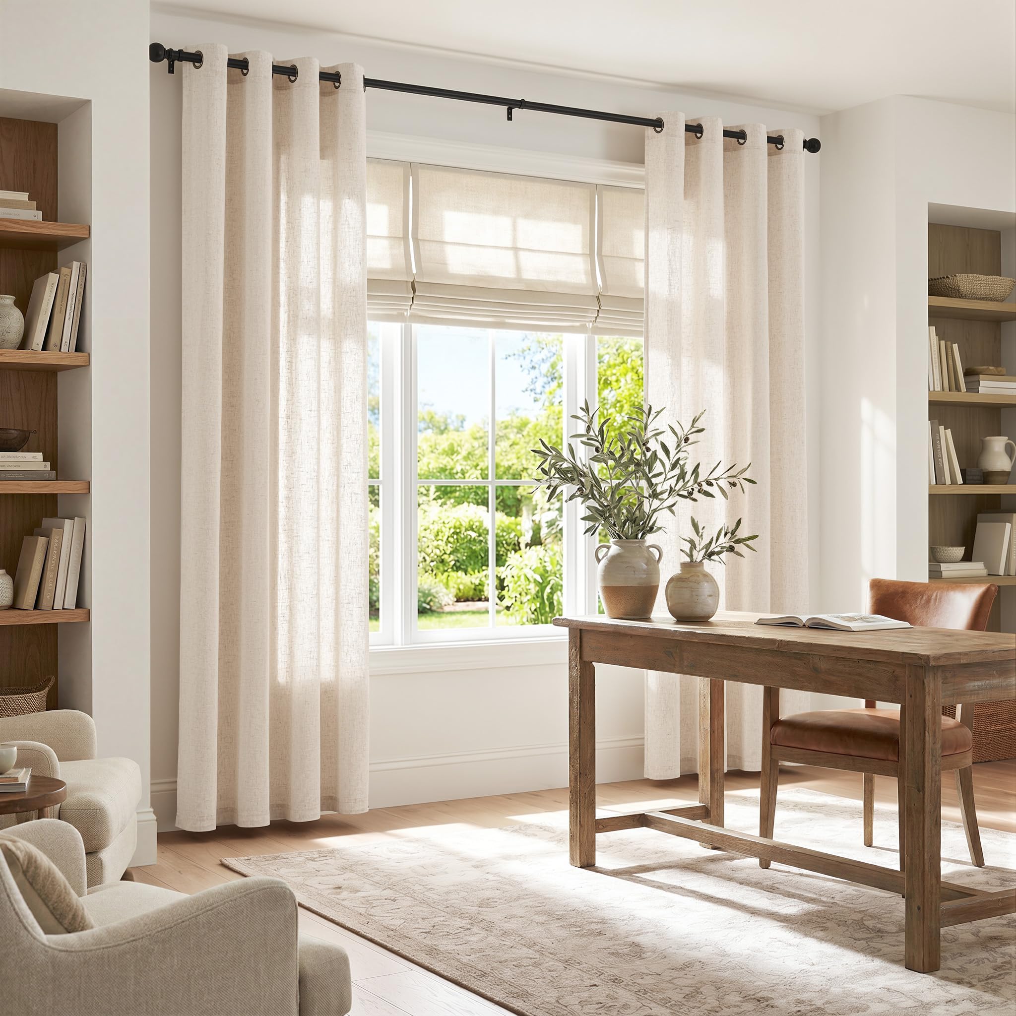 jinchan curtains hung in living room creating cozy filtered light