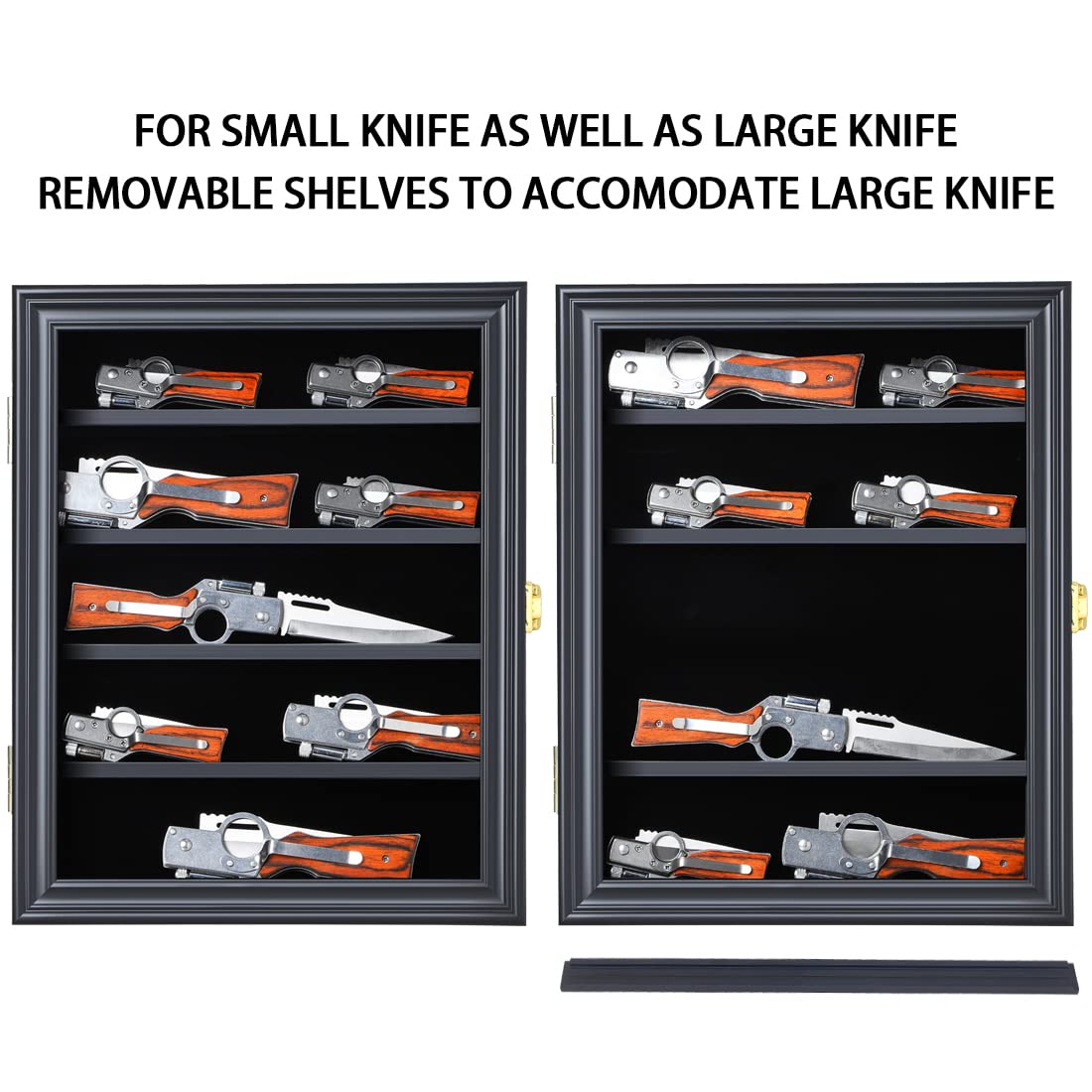 Jinchuan adjustable shelves inside showing staggered knife arrangement
