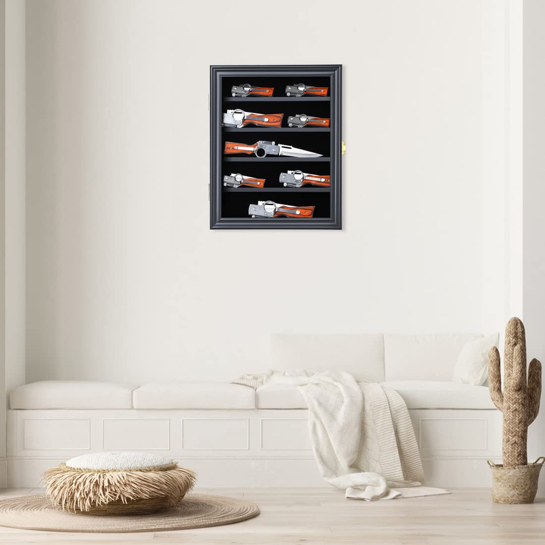 Jinchuan lifestyle wall mounted display showcasing curated knife collection