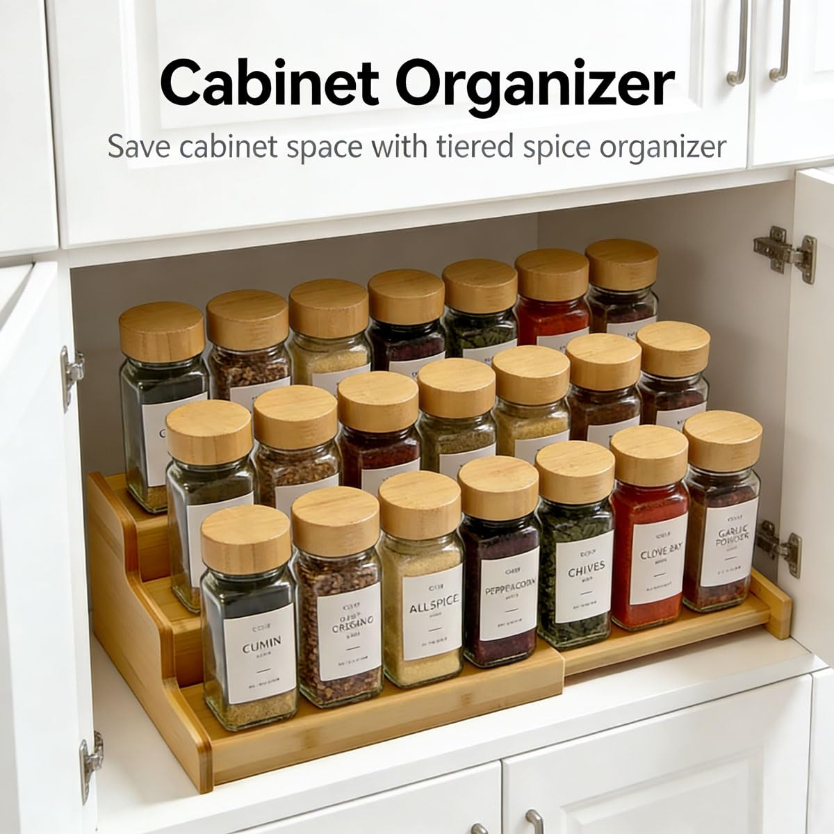 JinDoWin lifestyle kitchen setting showing aesthetic bamboo storage benefit