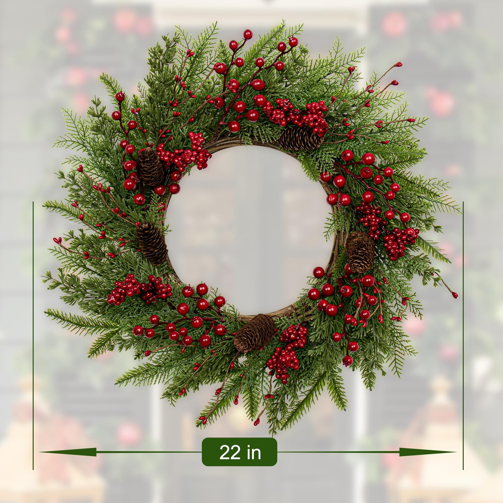 JINGHONG wreath hung above fireplace creating festive focal point
