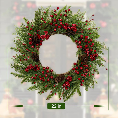 JINGHONG wreath hung above fireplace creating festive focal point