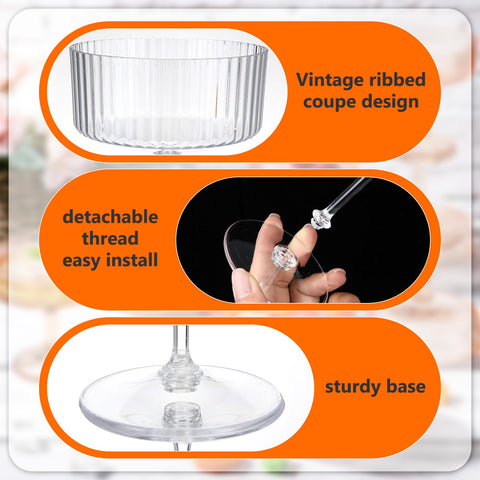 Jingmore side profile of an assembled martini glass illustrating stable stem and clarity