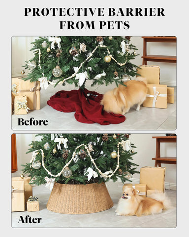 Jinsome collar in use around artificial tree hiding stand and improving presentation