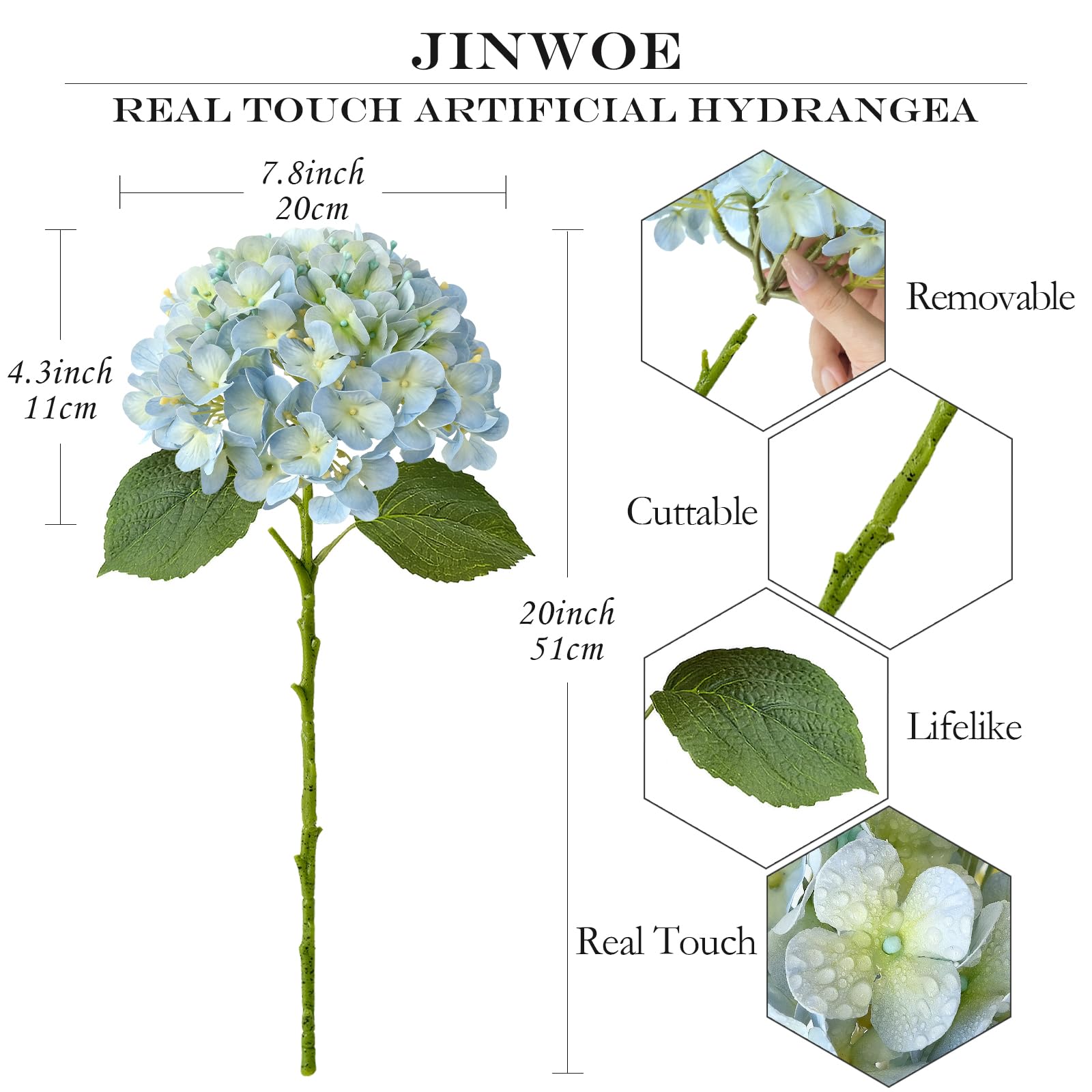 JINWOE wedding table centerpiece with hydrangeas showing coordinated event styling benefit