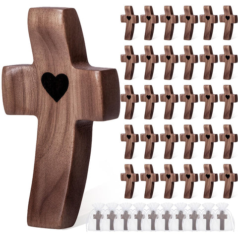 JIUKONG front view walnut cross showing polished finish and smooth edges for comfort