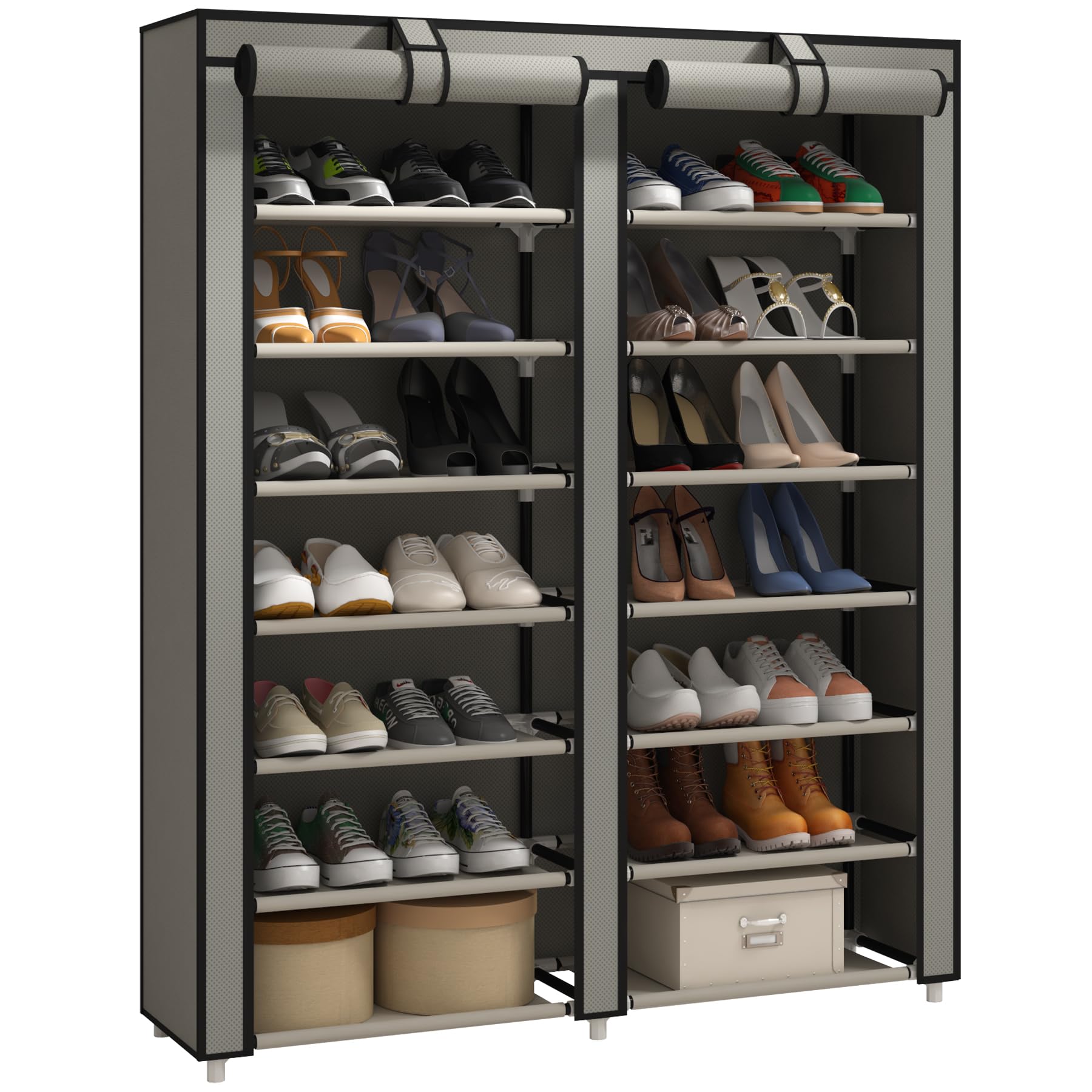 JIUYOTREE front full view showing organized shoes and space-saving benefit