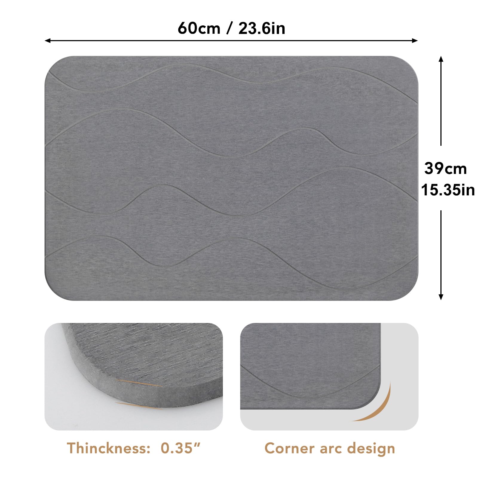 JIZEUO close-up of carved surface texture demonstrating anti-slip traction and fast absorption benefit
