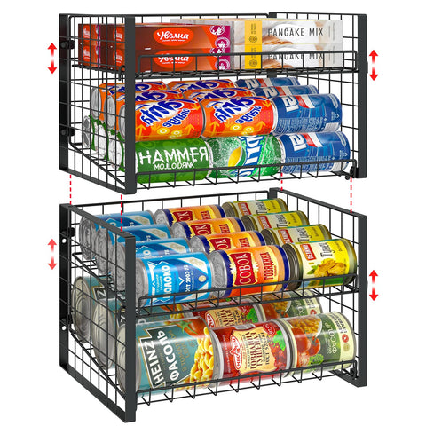 JKsmart front view of the 2-tier can rack showing organized cans and quick access
