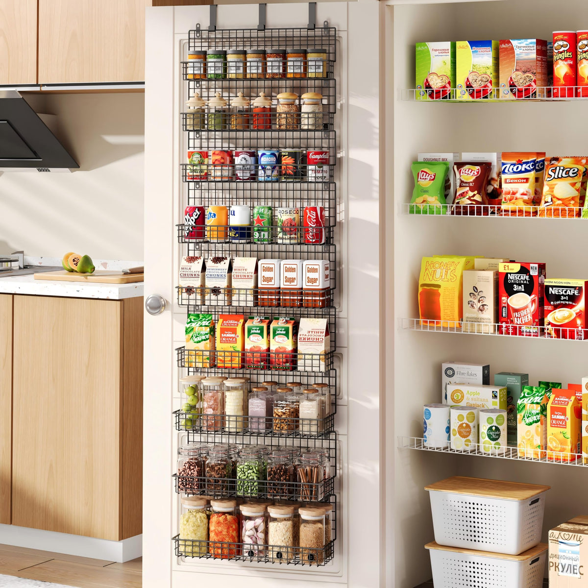 JKsmart front view over-door spice rack organized and space-saving benefit