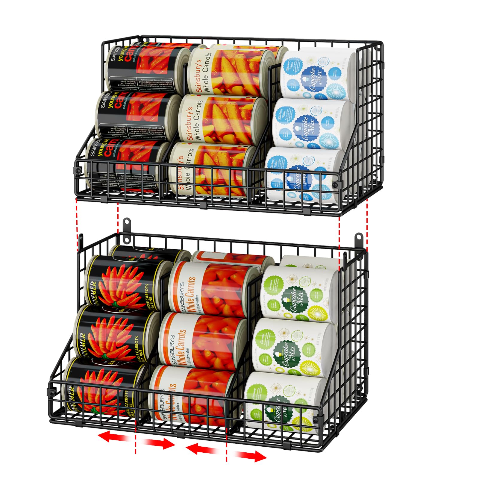 JKsmart front view of two-tier rack showing organized cans and compact footprint