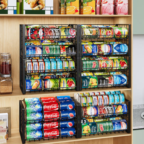 JKsmart on a kitchen shelf with canned goods for an organized pantry lifestyle