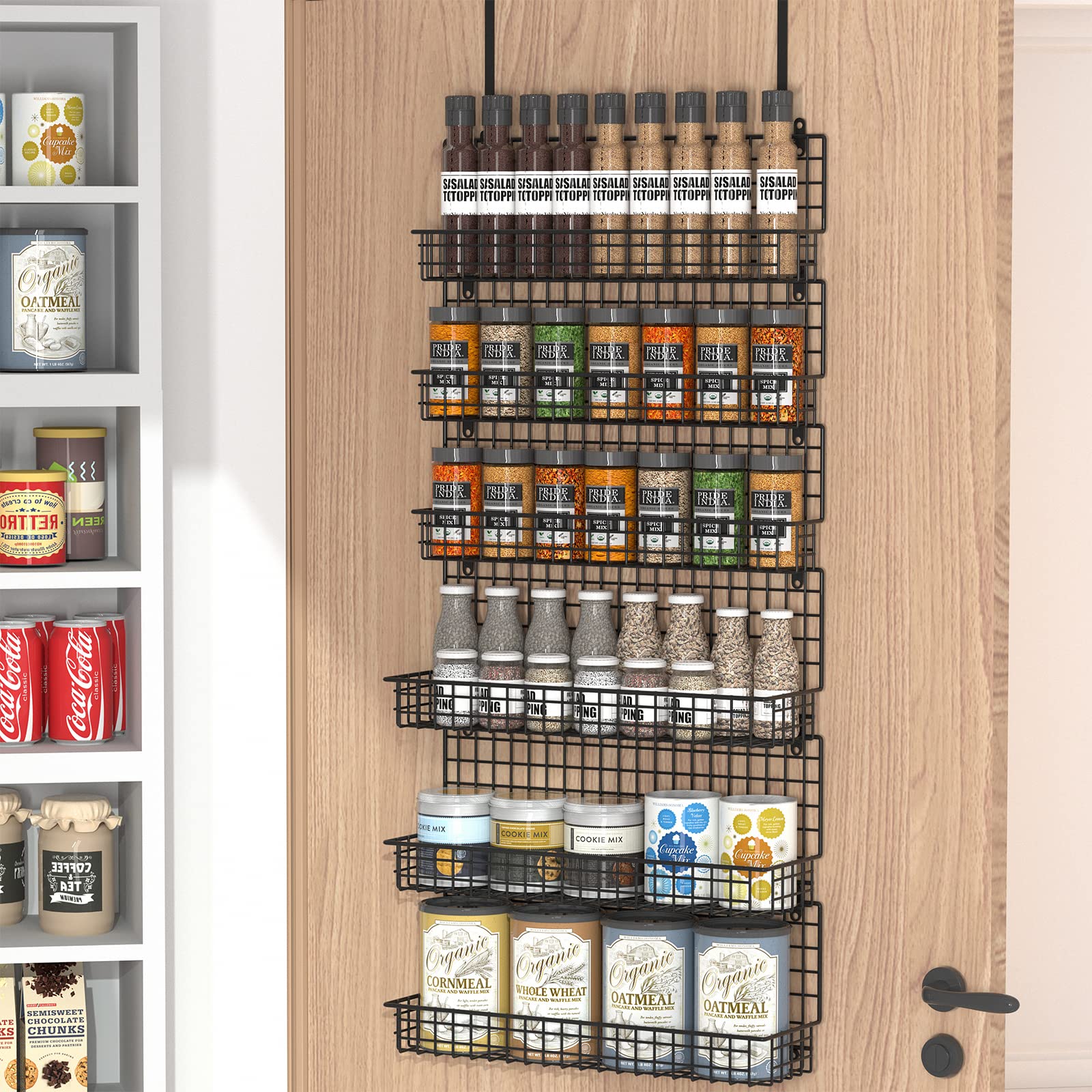 JKsmart front view of six-tier spice rack showing neat organized jars