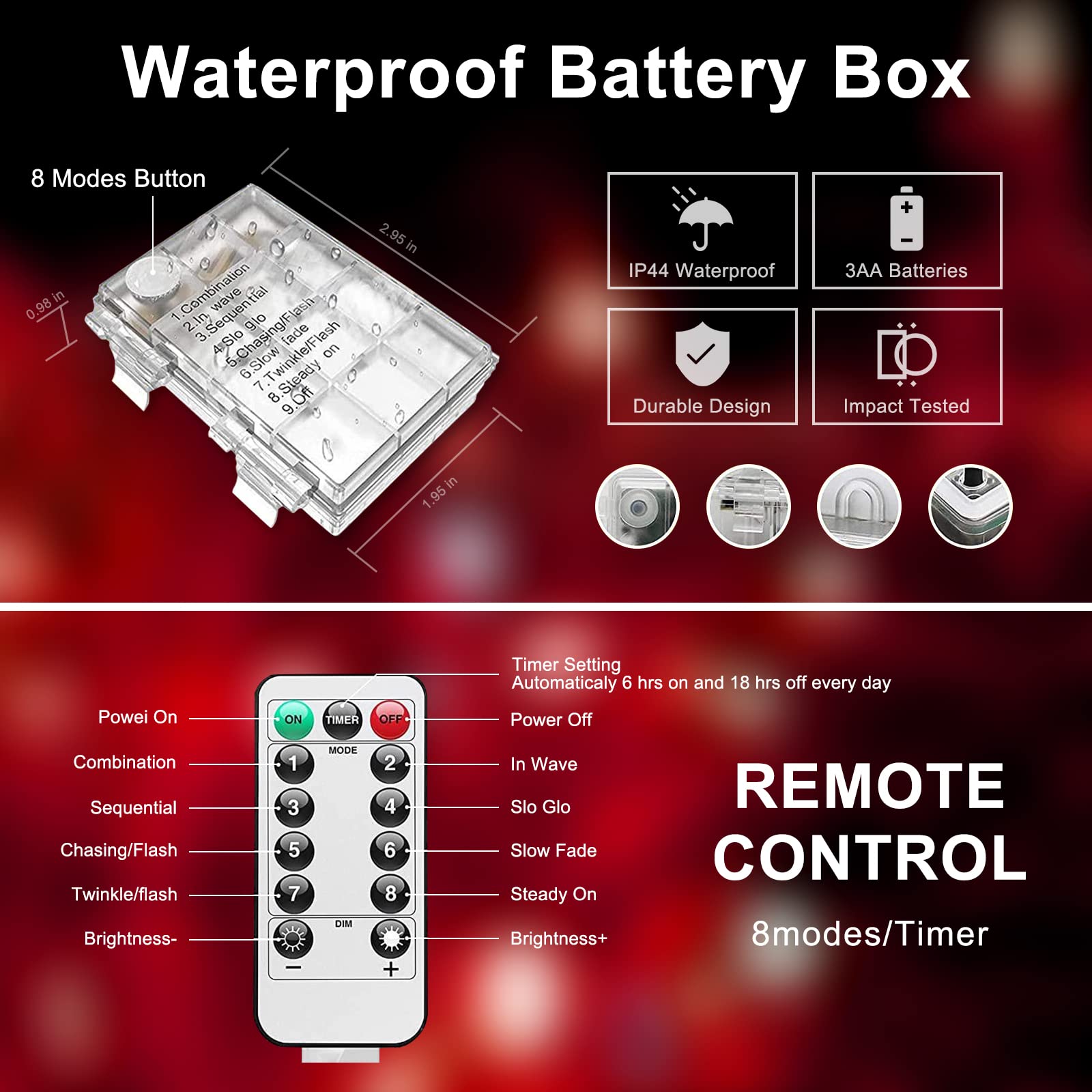JMEXSUSS remote and IP44 battery box, easy dimmer and timer control