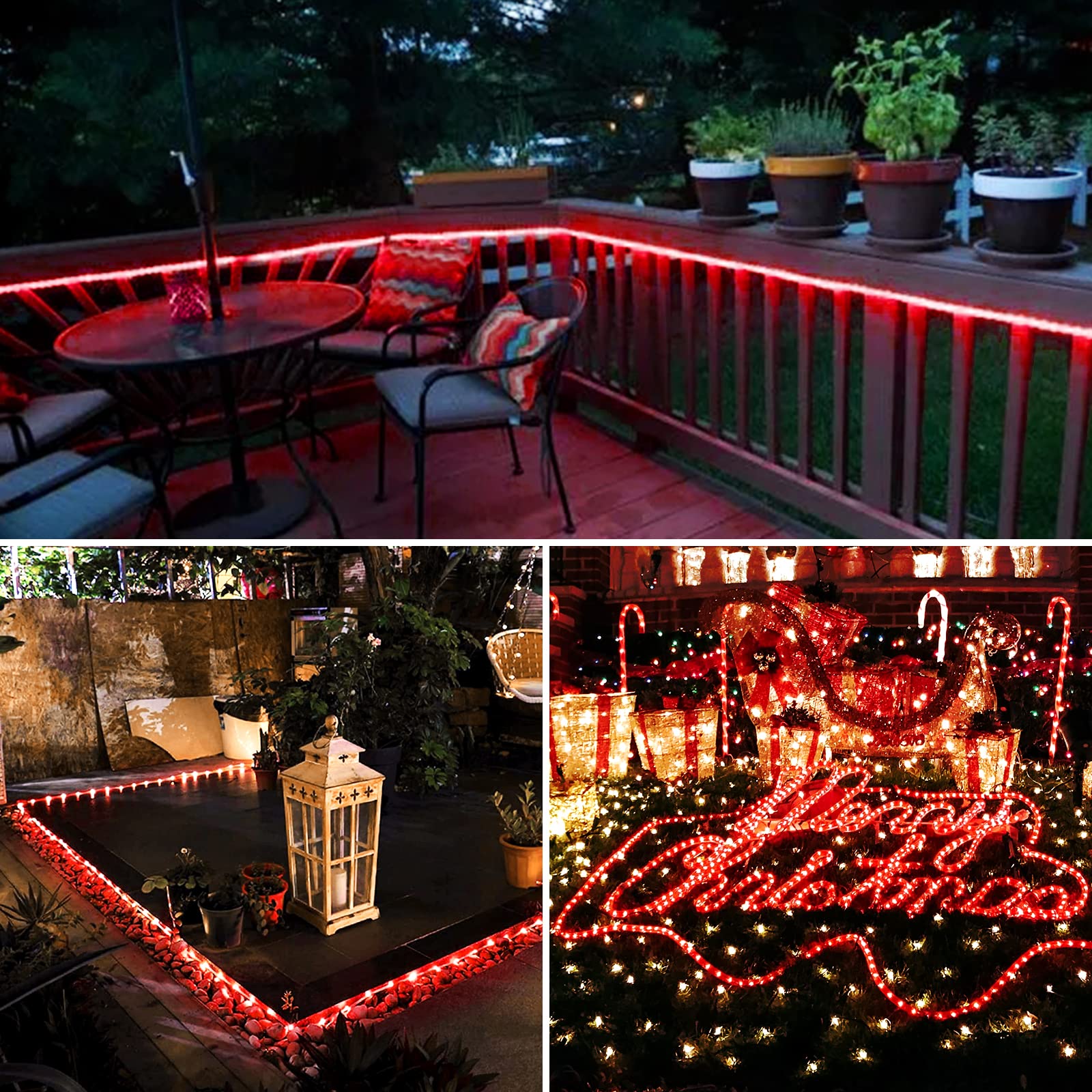 JMEXSUSS red rope lights used in a tabletop centerpiece, bold Halloween accent