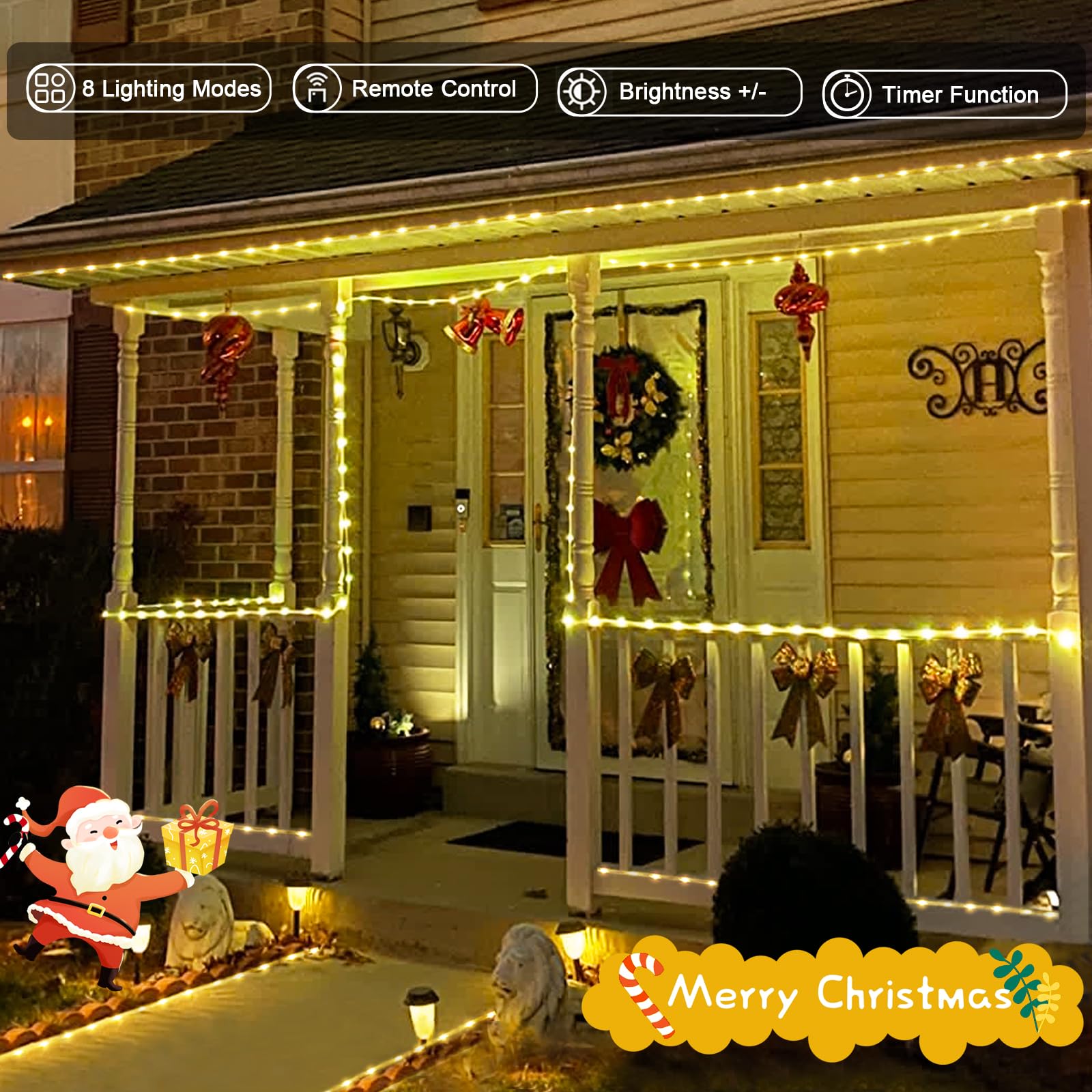 JMEXSUSS rope lights wrapped around a railing providing safe warm ambiance
