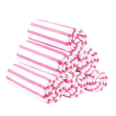 JML cabana stripe front pack showing vibrant pink stripes and set of six benefits
