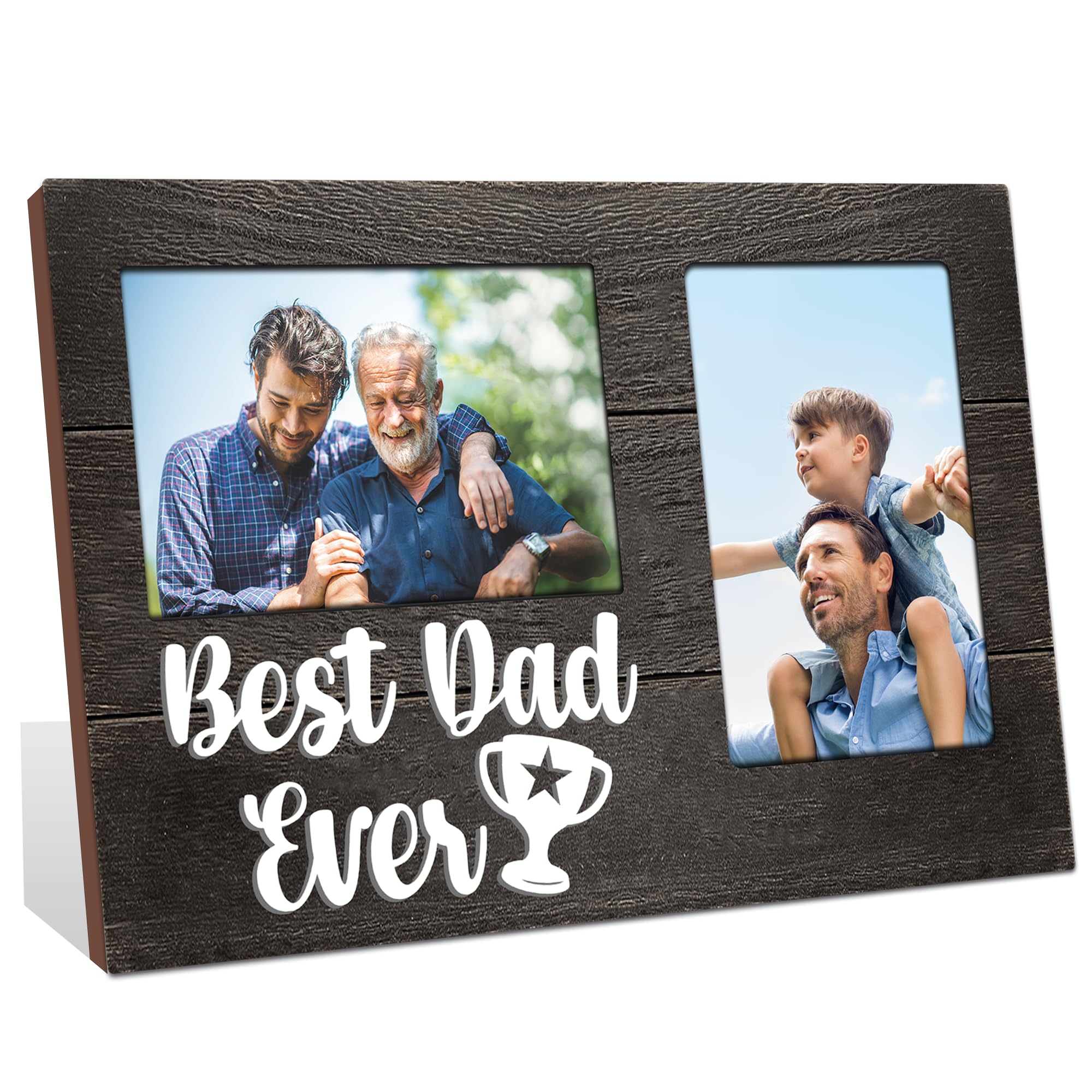 JNDJE front view of frame showing two photos and raised lettering, heartwarming display