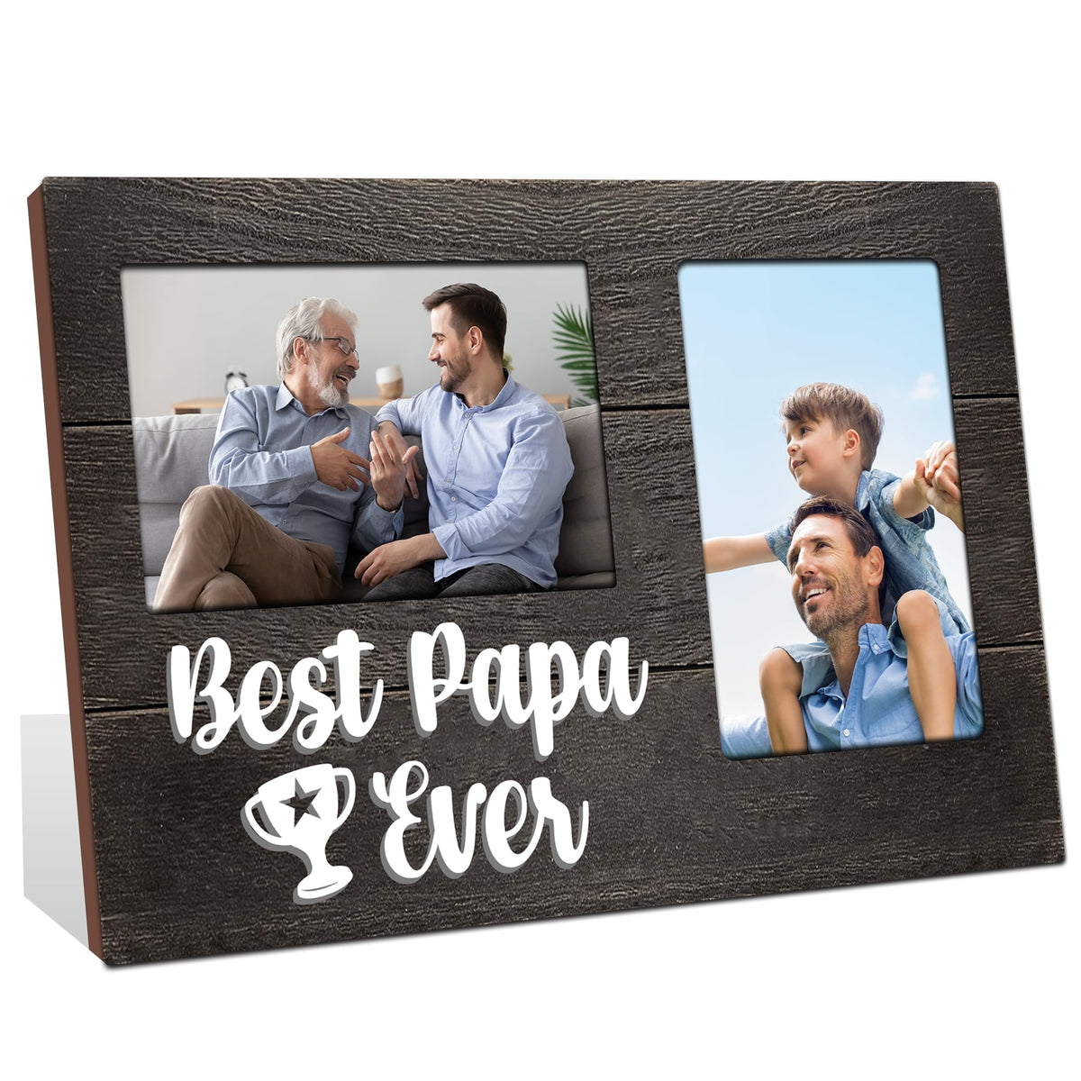 JNDJE front view of papa 3D frame showing two photos and warm presentation