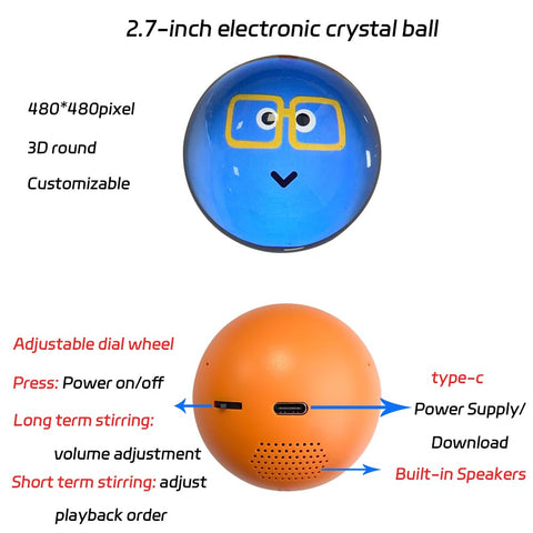 JniTyOpt crystal ball close-up of 2.1-inch display showing crisp video playback benefit