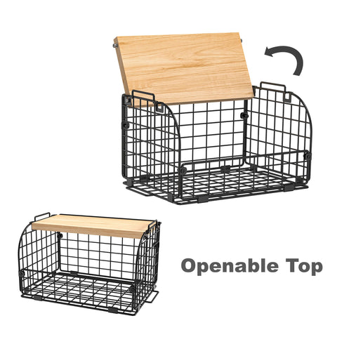 Joben Oligey stacked baskets on a pantry shelf illustrating vertical space optimization benefit