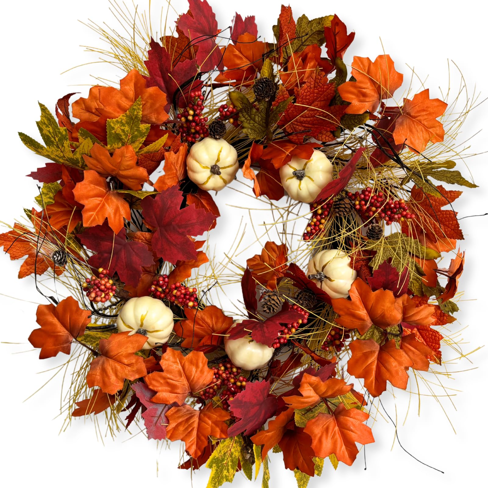 jobflower front door wreath displayed on a door, welcoming guests