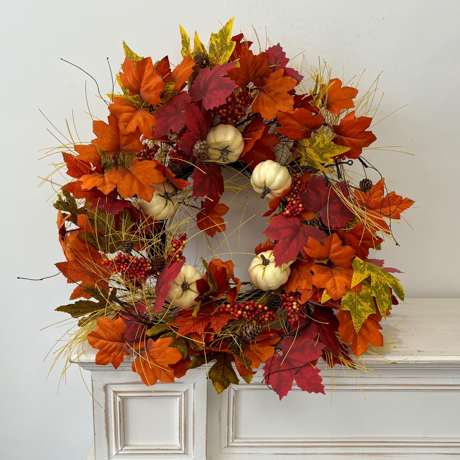 jobflower wreath next to ruler showing 24 inch scale for sizing