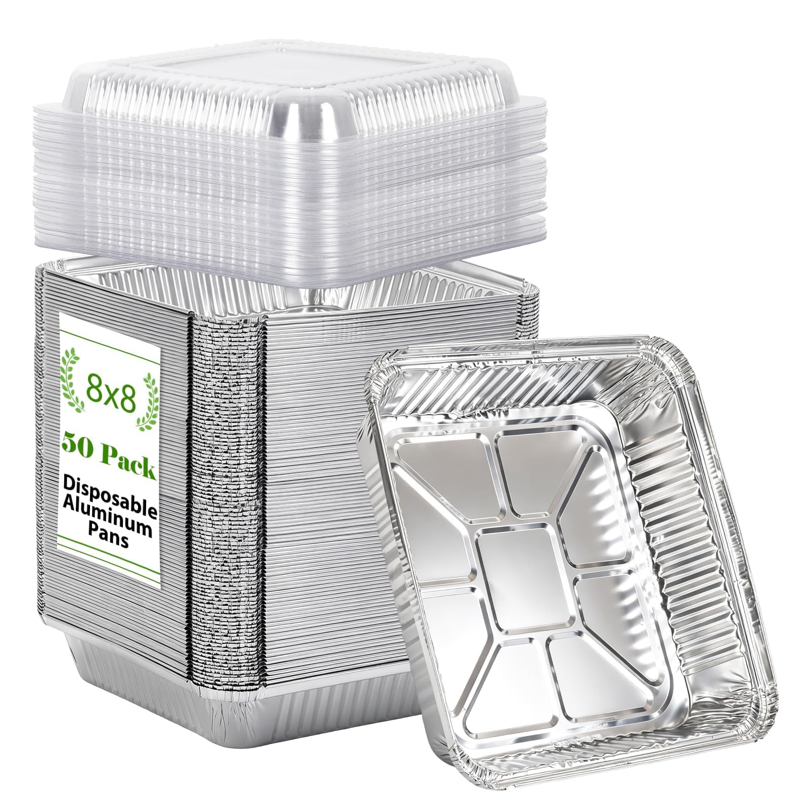 JOCHER front packaging showing 50 pans and lids, easy bulk convenience