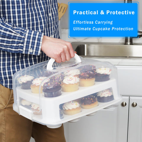 JOEY'Z carrier open with 24 tall cupcakes demonstrating protection and presentation