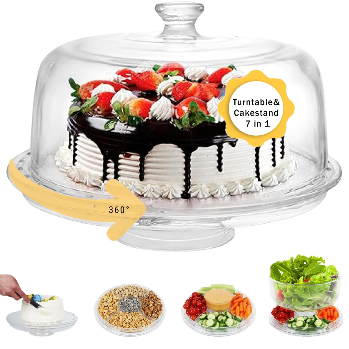 JOEY'Z front view acrylic cake stand showcasing clear presentation and versatility