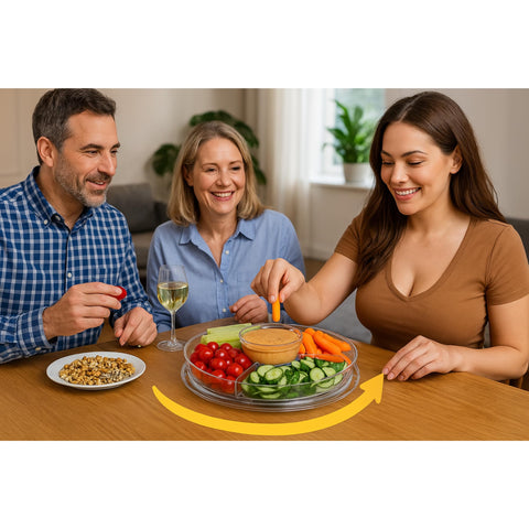 JOEY'Z divided tray serving appetizers to demonstrate multiuse entertaining convenience