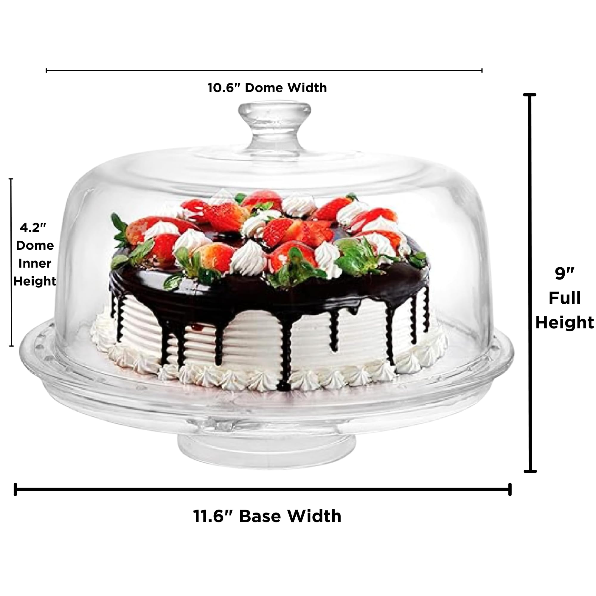 JOEY'Z cake stand next to plate and knife showing size-fit comparison benefit