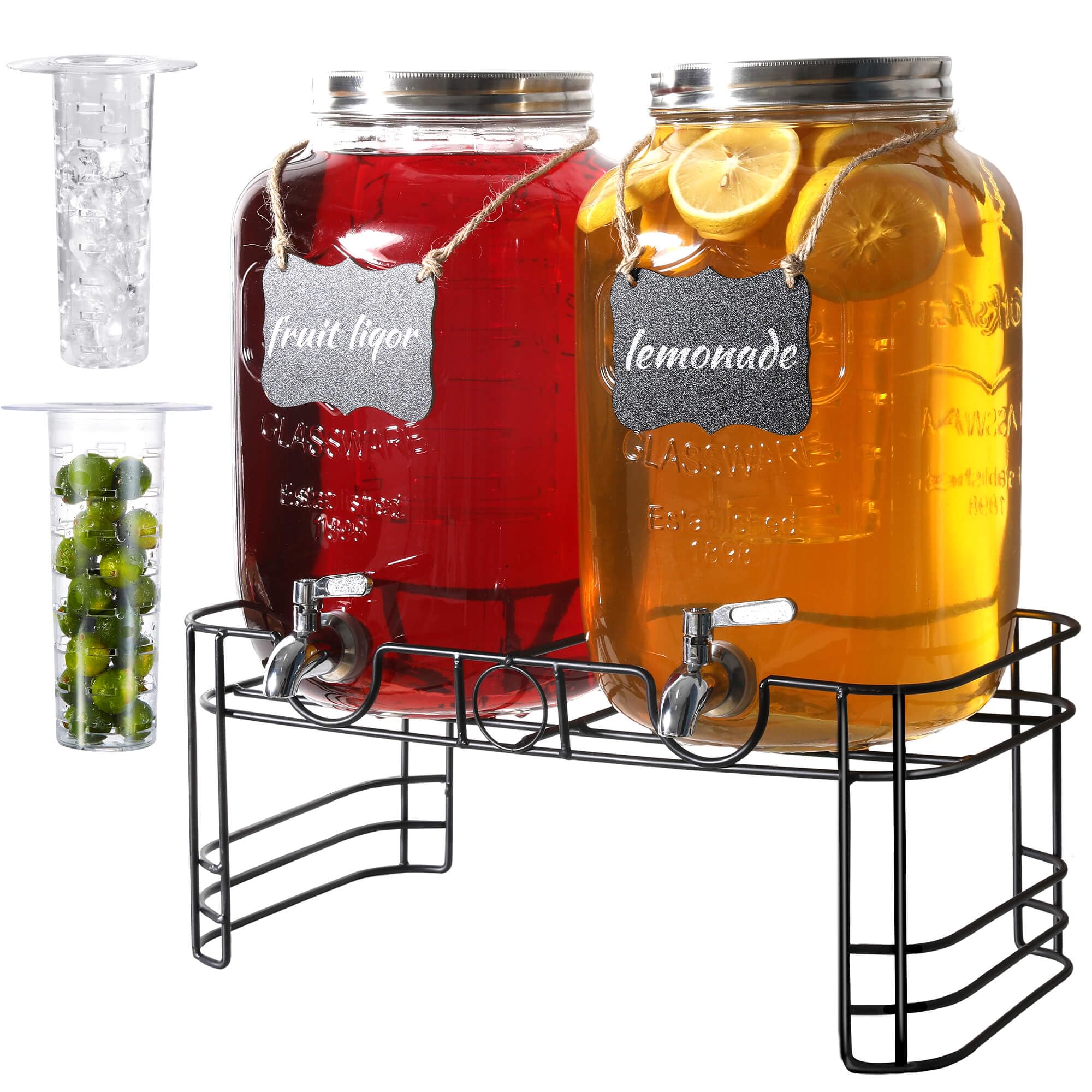 JOFUYU front view of two glass dispensers showing neat presentation