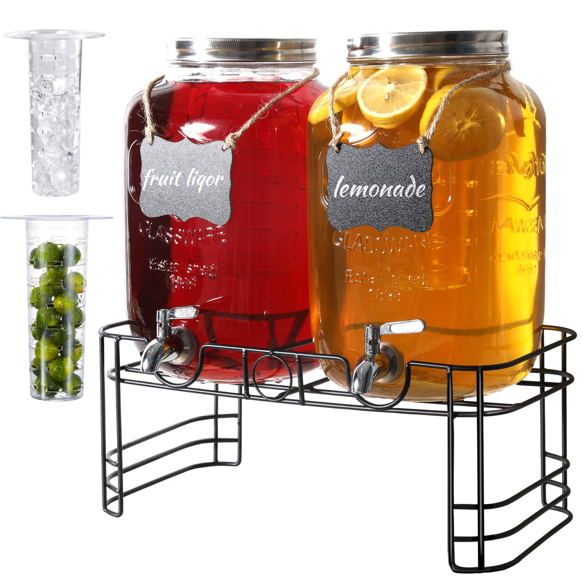 JOFUYU front view of two glass dispensers showing neat presentation