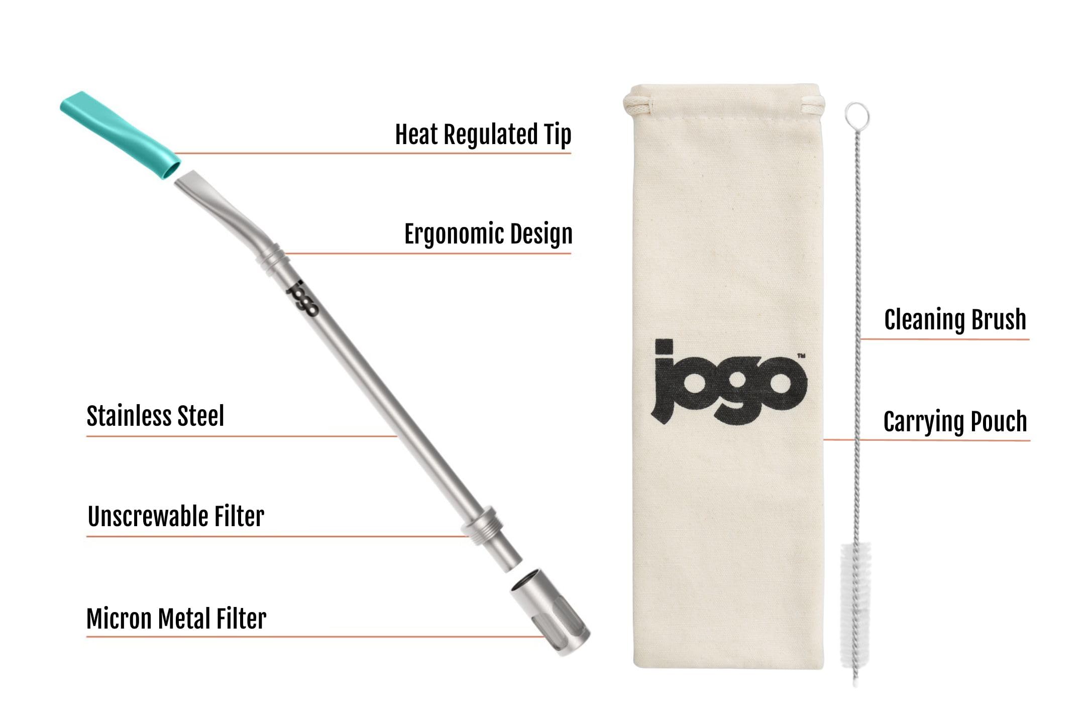 JoGo straw standing in yerba mate gourd, authentic mate-style filtration