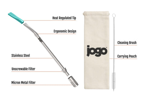 JoGo straw standing in yerba mate gourd, authentic mate-style filtration