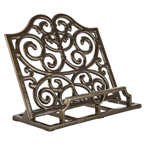 jogreful front view latte gold cookbook stand showing stable support