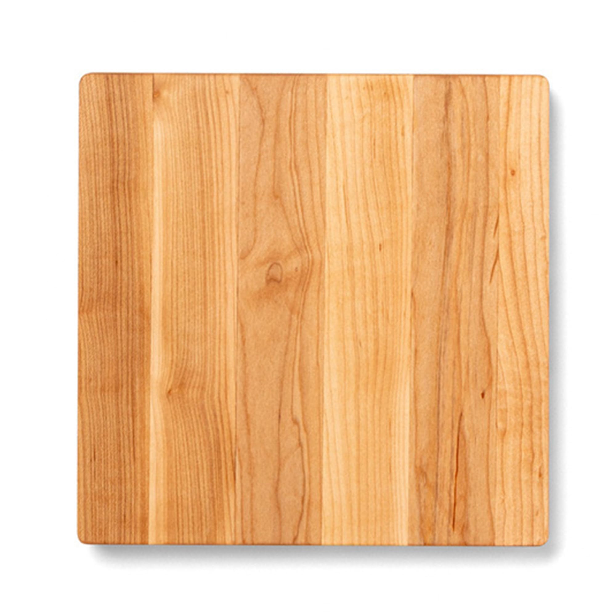 John Boos front view of 10x10 Chop-N-Slice maple board showing clean square profile and oiled finish