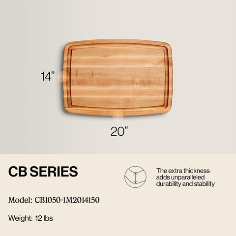 John Boos close-up of edge-grain maple texture for gentle knife wear