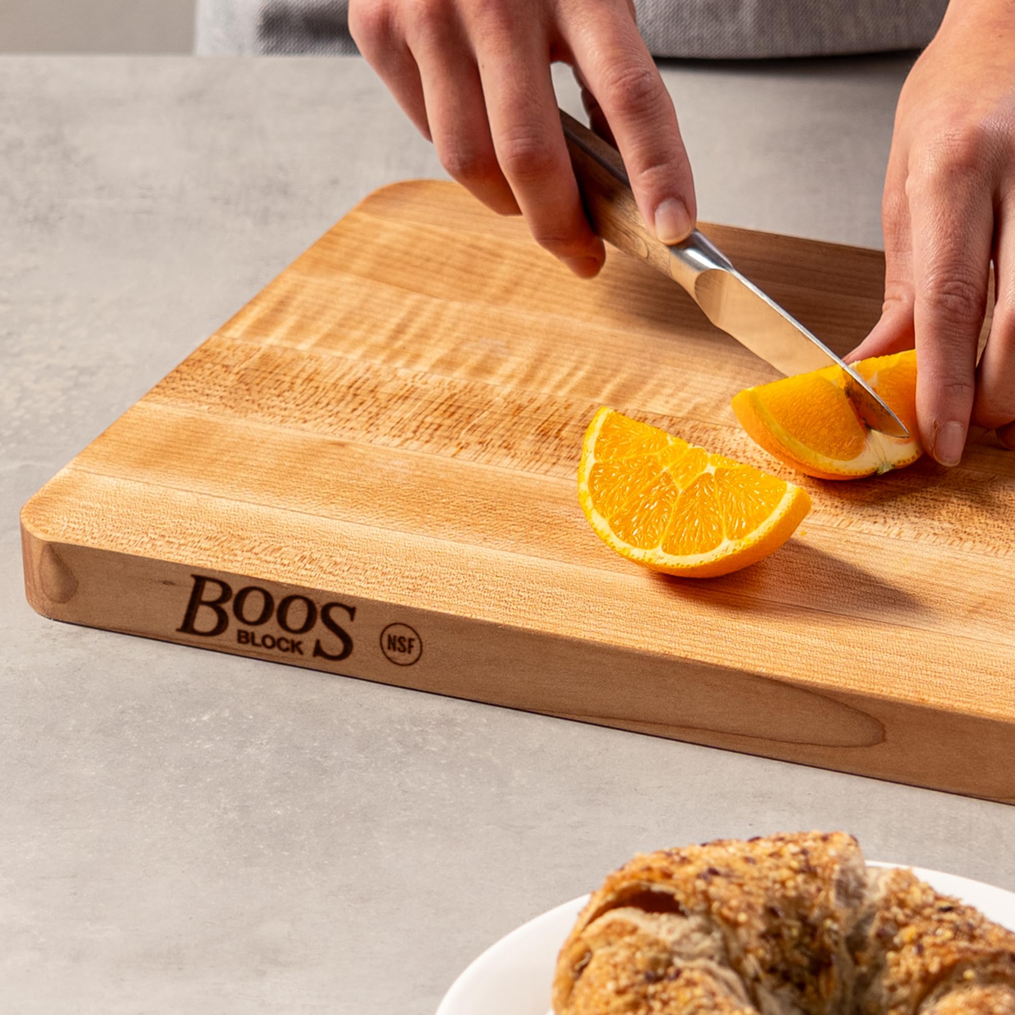 John Boos packaging label showing made in USA craftsmanship benefit