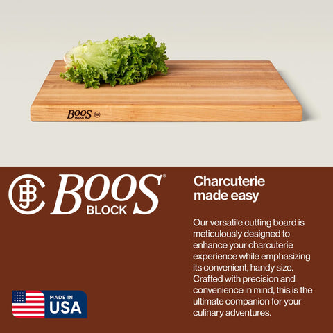 John Boos thickness scale showing 1.5-inch profile for steady cutting benefit