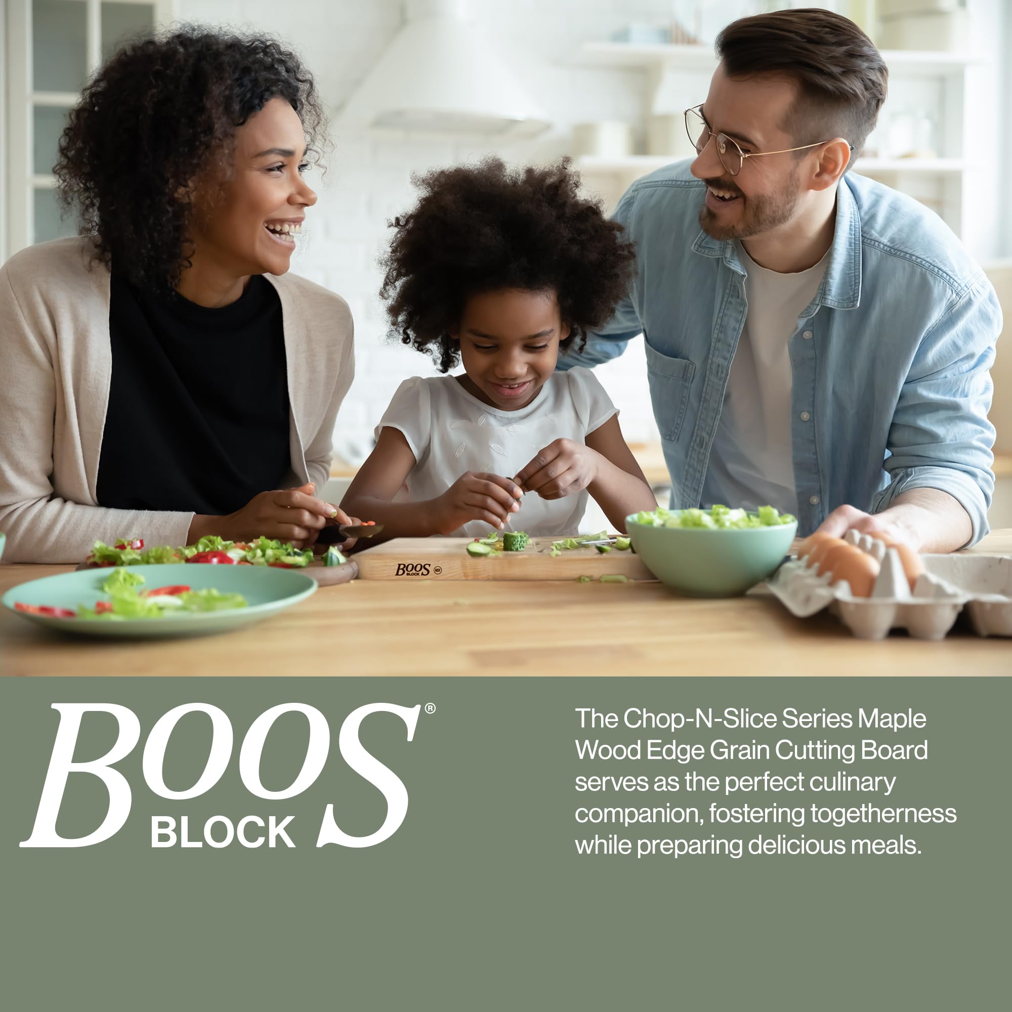 John Boos reversible faces displayed to double usable cutting area